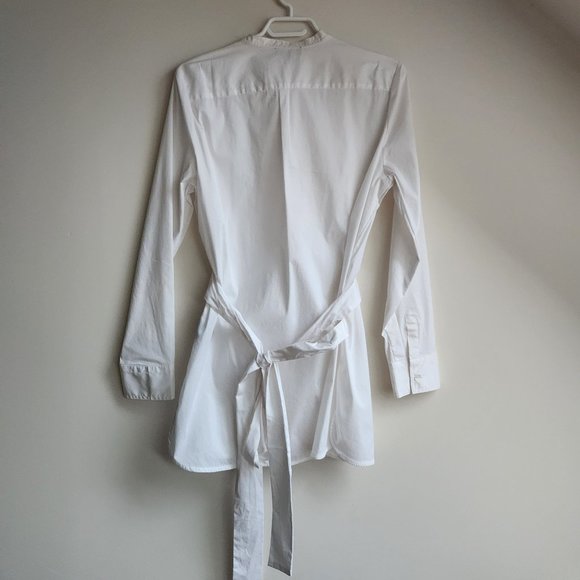 Vintage Le Chateau White Dress Shirt with Attached Tie-Belt Size L NWT - Picture 10 of 10